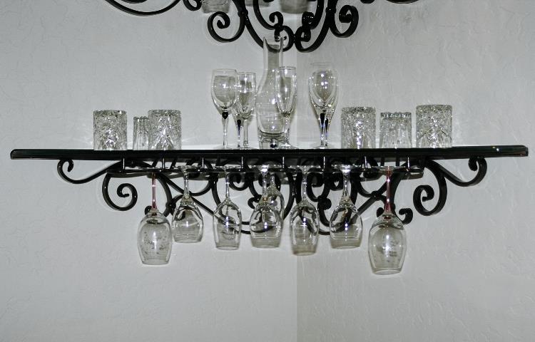 Ornate Iron Corner Shelves